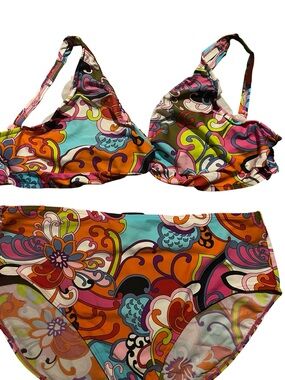 Bikini Bay 2pc multicolour psychedelic floral bikini plus's